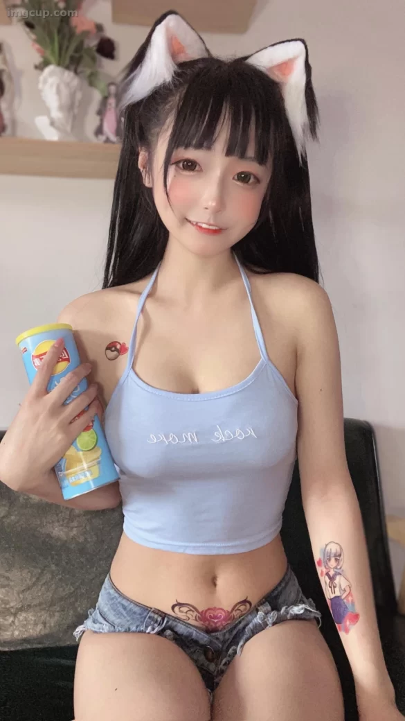 Coser 佳佳好难啊 No.003 蓝色吊带体操服 第1张图