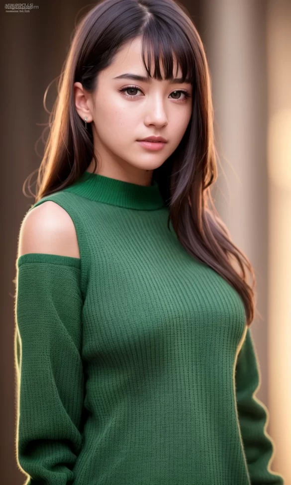 AIModel Vol.015 Wearing A Green Sweater 第1张图