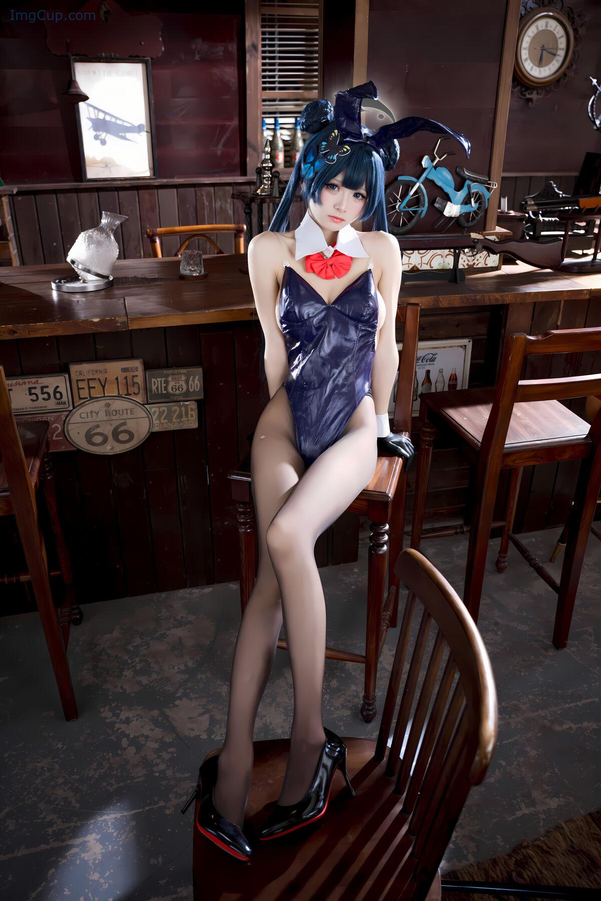 Coser@九柒喵 – 蔚蓝档案 龙华妃咲 兔女郎 (60P) 第17张图