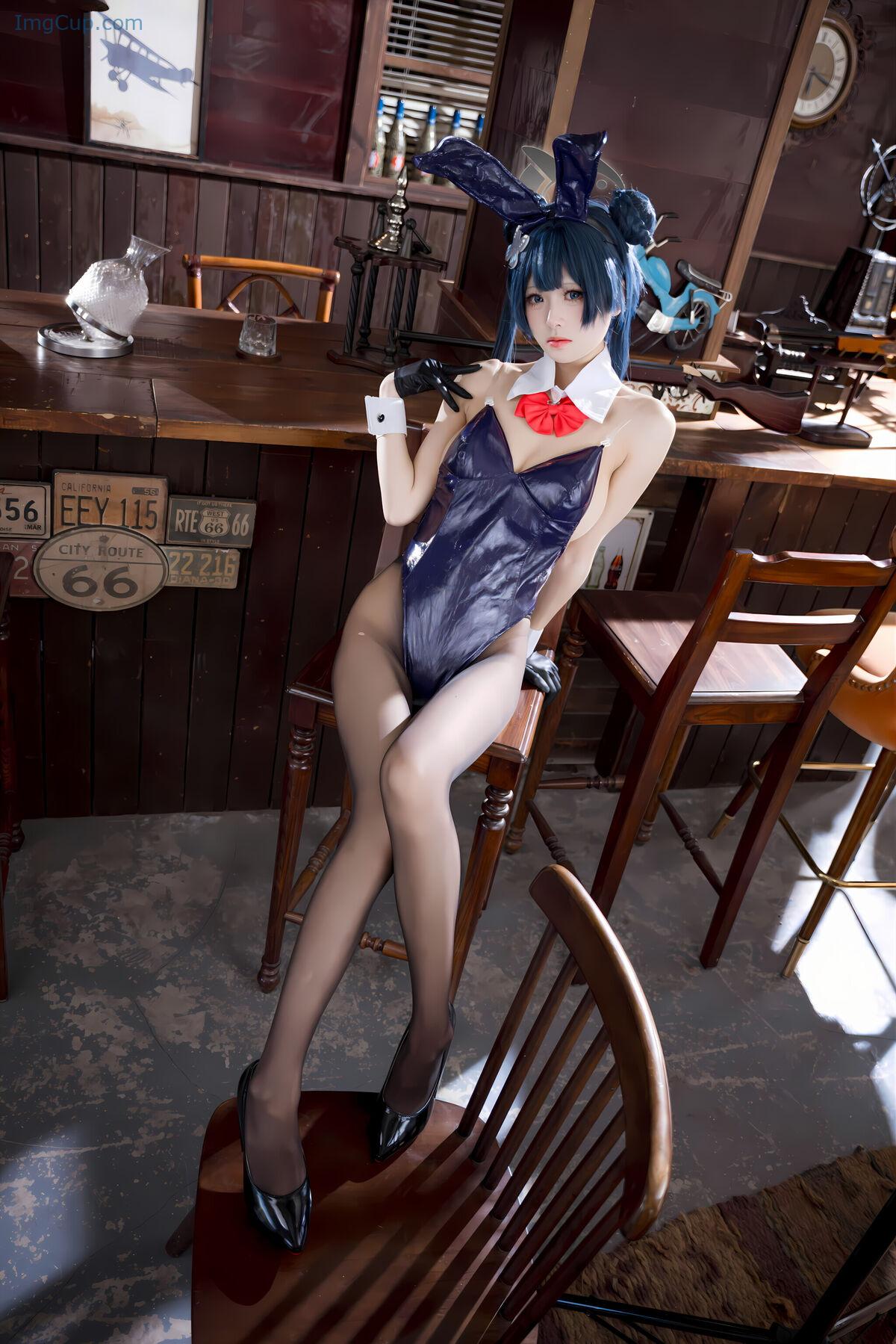 Coser@九柒喵 – 蔚蓝档案 龙华妃咲 兔女郎 (60P) 第18张图