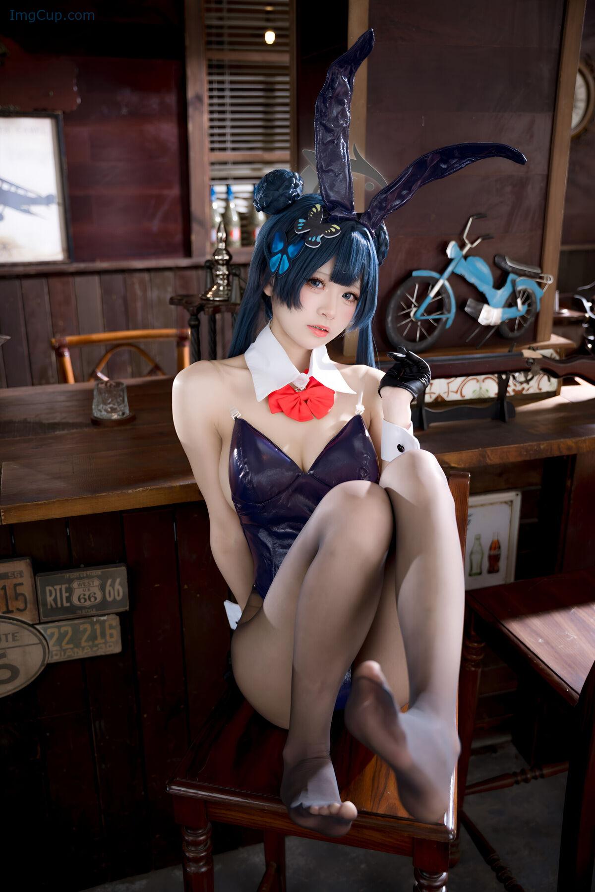 Coser@九柒喵 – 蔚蓝档案 龙华妃咲 兔女郎 (60P) 第21张图