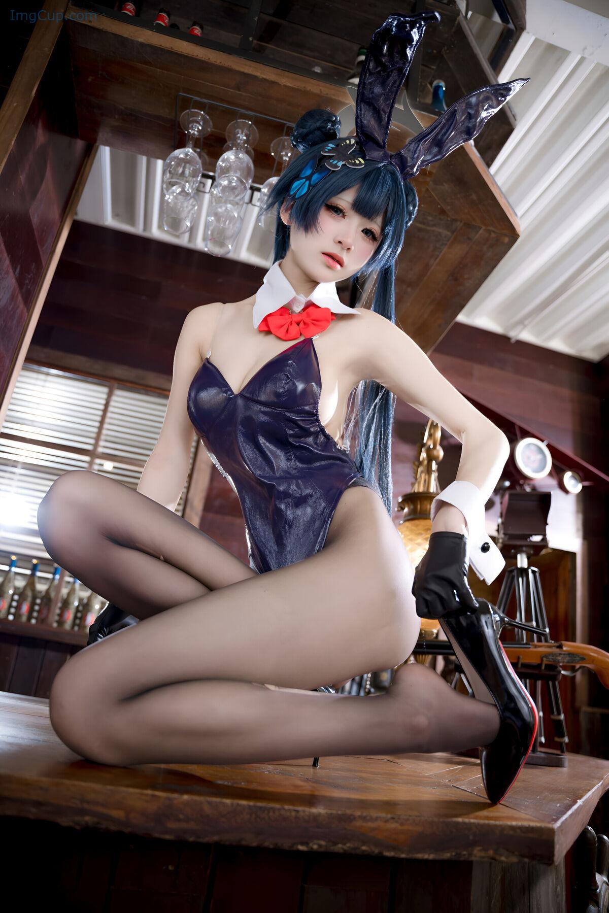 Coser@九柒喵 – 蔚蓝档案 龙华妃咲 兔女郎 (60P) 第32张图