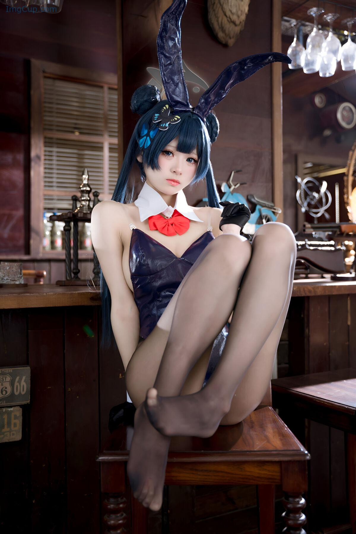 Coser@九柒喵 – 蔚蓝档案 龙华妃咲 兔女郎 (60P) 第34张图