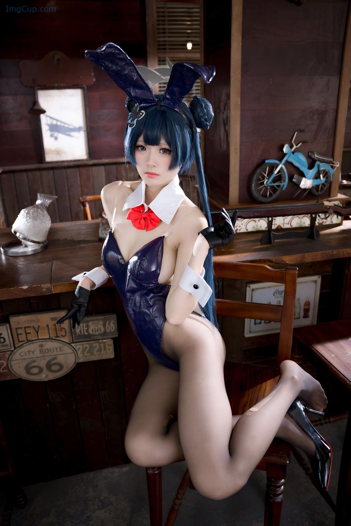 Coser@九柒喵 – 蔚蓝档案 龙华妃咲 兔女郎 (60P) 第53张图