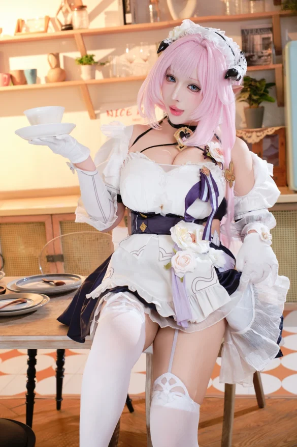 Cosplay 胡桃猫Kurumineko – 崩坏三 爱莉希雅 女仆 第1张图