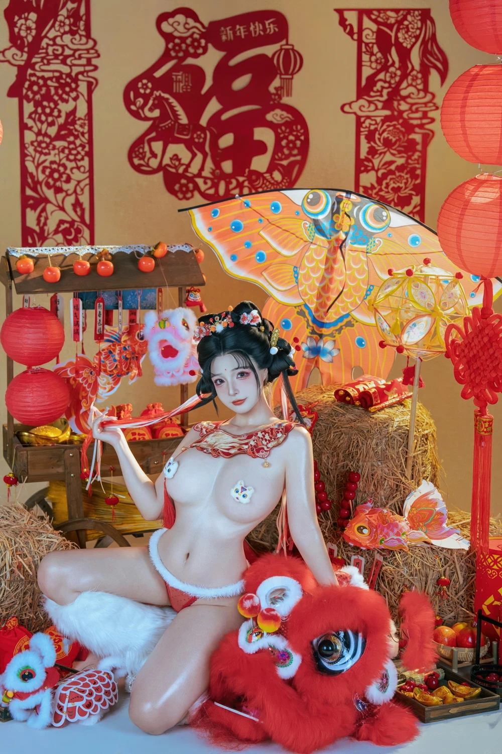 Cosplay Yuuhui玉汇 – 2026新春特辑 醒狮少女 第48张图