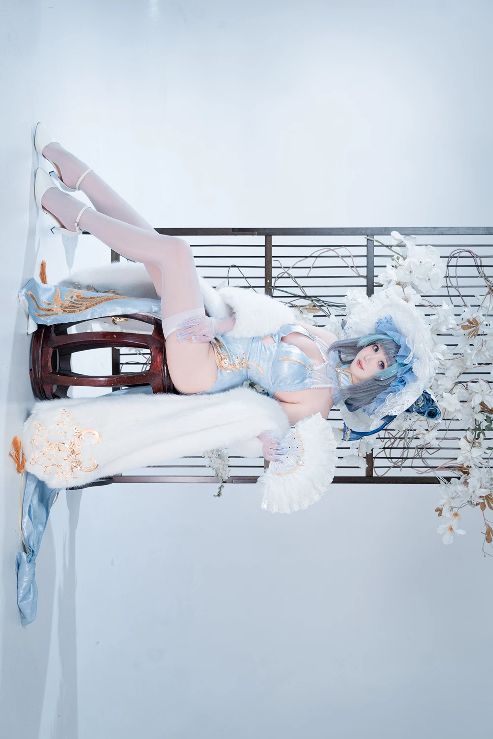 Cosplay 面饼仙儿 – 碧蓝航线-柴郡猫猫蓝旗袍 第13张图