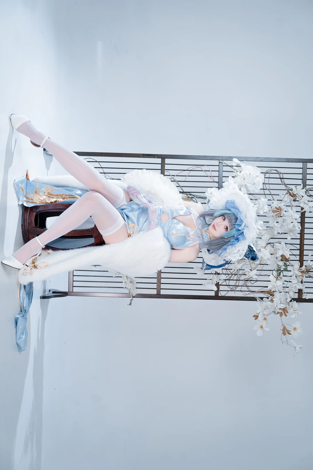 Cosplay 面饼仙儿 – 碧蓝航线-柴郡猫猫蓝旗袍 第38张图