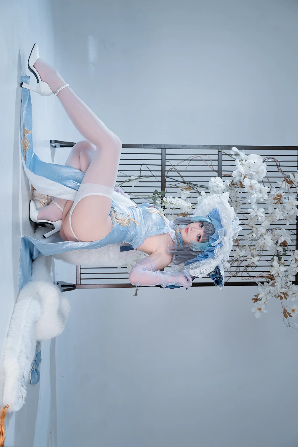 Cosplay 面饼仙儿 – 碧蓝航线-柴郡猫猫蓝旗袍 第5张图