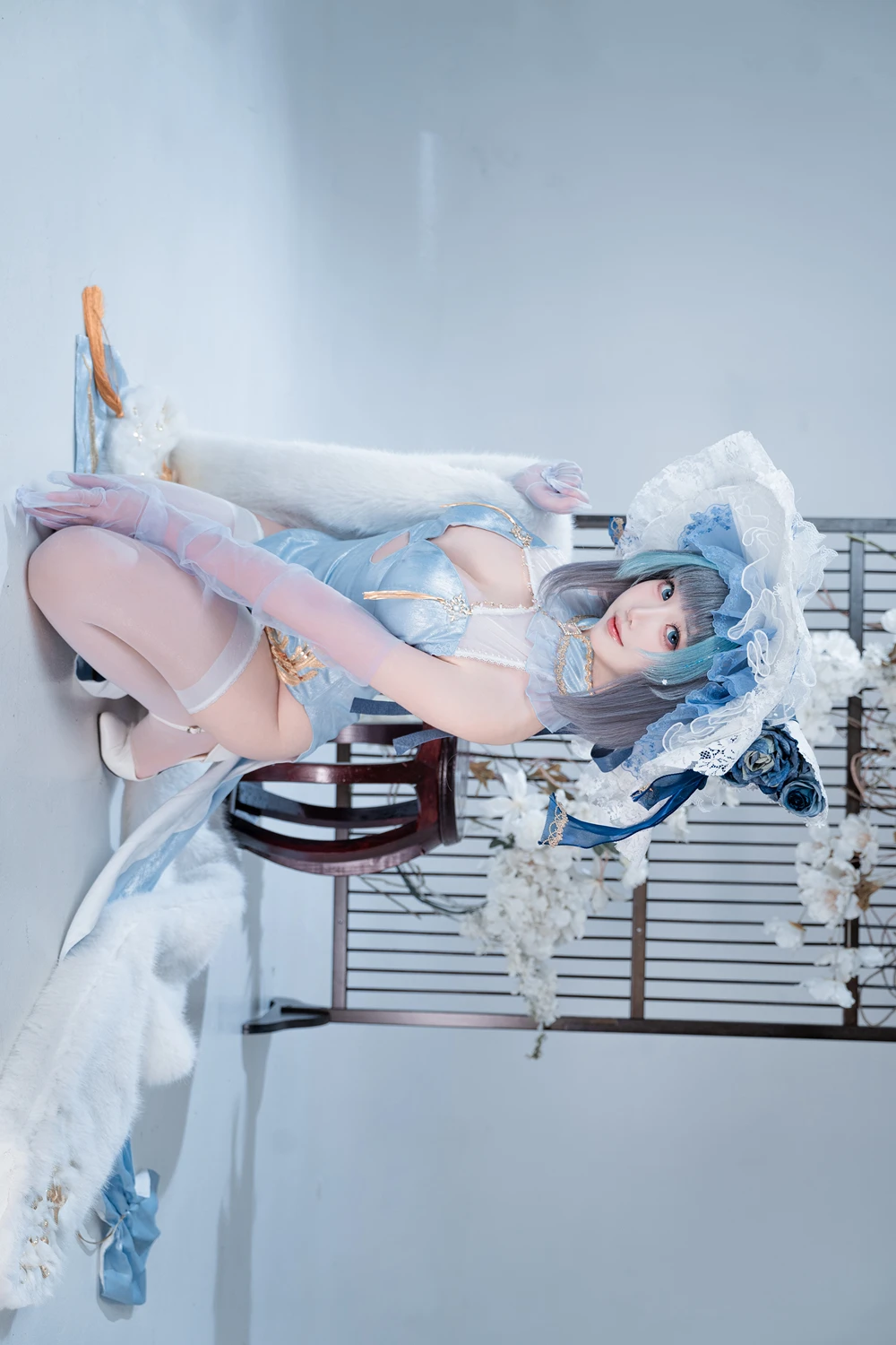 Cosplay 面饼仙儿 – 碧蓝航线-柴郡猫猫蓝旗袍 第8张图