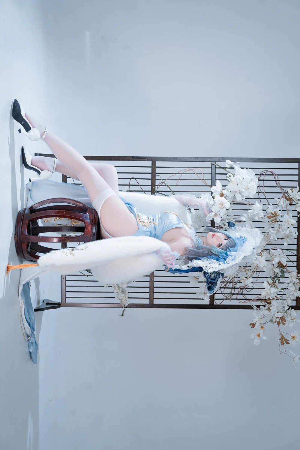 Cosplay 面饼仙儿 – 碧蓝航线-柴郡猫猫蓝旗袍 第9张图